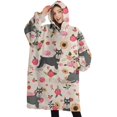 thumbnail image 1 of Oversized Wearable Blanket Hoodie,Schnauzer Dog and Flower Floral Sherpa Blanket Hoodie with Super Pockets,Super Warm Fuzzy Pullover for Women & Men, 1 of 6