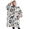 thumbnail image 1 of Oversized Wearable Blanket Hoodie,Schnauzer Dog and Footprints Sherpa Blanket Hoodie with Super Pockets,Super Warm Fuzzy Pullover for Women & Men, 1 of 6