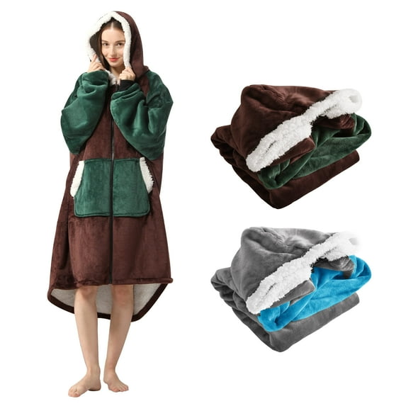 Oversized Wearable Blanket Hoodie, Sherpa Blanket Throws Hoodie Sweatshirt for Women Men