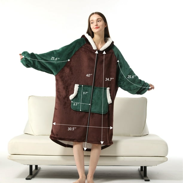Oversized Wearable Blanket Hoodie, Sherpa Blanket Hoodie Sweatshirt for