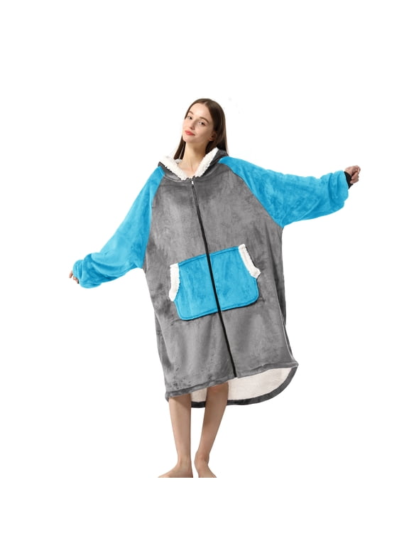 Oversized Wearable Blanket Hoodie, Sherpa Blanket Hoodie Sweatshirt for Adults Womens Men