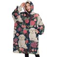 thumbnail image 1 of Oversized Wearable Blanket Hoodie,Shih Tzu Dog and Flower Floral Sherpa Blanket Hoodie with Super Pockets,Super Warm Fuzzy Pullover for Women & Men, 1 of 6
