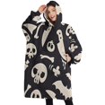 thumbnail image 1 of Oversized Wearable Blanket Hoodie,Spooky Halloween Icons Pattern Sherpa Blanket Hoodie with Super Pockets,Super Warm Fuzzy Pullover for Women & Men, 1 of 6