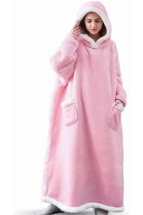 Oversized Wearable Blanket Hoodie, Warm Cozy Fall Winter Loungewear Robe with Hood for Adult, Outdoor Home Use