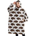 thumbnail image 1 of Oversized Wearable Blanket Hoodie,White Buffalo Pattern Sherpa Blanket Hoodie with Super Pockets,Super Warm Fuzzy Pullover for Women & Men, 1 of 6
