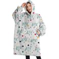 thumbnail image 1 of Oversized Wearable Blanket Hoodie,White Buffalo Skull Dot Pattern Sherpa Blanket Hoodie with Super Pockets,Super Warm Fuzzy Pullover for Women & Men, 1 of 6