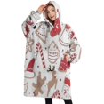 thumbnail image 1 of Oversized Wearable Blanket Hoodie,White Christmas Cookie Pattern Sherpa Blanket Hoodie with Super Pockets,Super Warm Fuzzy Pullover for Women & Men, 1 of 6