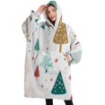 thumbnail image 1 of Oversized Wearable Blanket Hoodie,White Christmas Tree Pattern Sherpa Blanket Hoodie with Super Pockets,Super Warm Fuzzy Pullover for Women & Men, 1 of 6