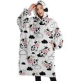 thumbnail image 1 of Oversized Wearable Blanket Hoodie,White Cow Cloud Pattern Sherpa Blanket Hoodie with Super Pockets,Super Warm Fuzzy Pullover for Women & Men, 1 of 6