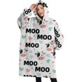thumbnail image 1 of Oversized Wearable Blanket Hoodie,White Cow Moo Heart Pattern Sherpa Blanket Hoodie with Super Pockets,Super Warm Fuzzy Pullover for Women & Men, 1 of 6