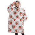 thumbnail image 1 of Oversized Wearable Blanket Hoodie,White Cow Strawberry Couple Pattern Sherpa Blanket Hoodie with Super Pockets,Super Warm Fuzzy Pullover for Women & Men, 1 of 6