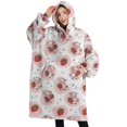 thumbnail image 1 of Oversized Wearable Blanket Hoodie,White Cow Strawberry Pattern Sherpa Blanket Hoodie with Super Pockets,Super Warm Fuzzy Pullover for Women & Men, 1 of 6