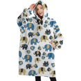 thumbnail image 1 of Oversized Wearable Blanket Hoodie,White Elephant Pattern Sherpa Blanket Hoodie with Super Pockets,Super Warm Fuzzy Pullover for Women & Men, 1 of 6