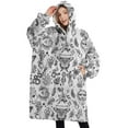 thumbnail image 1 of Oversized Wearable Blanket Hoodie,White Gothic Hand Butterfly Pattern Sherpa Blanket Hoodie with Super Pockets,Super Warm Fuzzy Pullover for Women & Men, 1 of 6