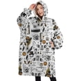 thumbnail image 1 of Oversized Wearable Blanket Hoodie,White Halloween Pumpkin Bat Pattern Sherpa Blanket Hoodie with Super Pockets,Super Warm Fuzzy Pullover for Women & Men, 1 of 6