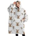 thumbnail image 1 of Oversized Wearable Blanket Hoodie,White Highland Cow Doll Pattern Sherpa Blanket Hoodie with Super Pockets,Super Warm Fuzzy Pullover for Women & Men, 1 of 6