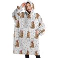 thumbnail image 1 of Oversized Wearable Blanket Hoodie,White Highland Cow Floral Pattern Sherpa Blanket Hoodie with Super Pockets,Super Warm Fuzzy Pullover for Women & Men, 1 of 6