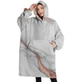 thumbnail image 1 of Oversized Wearable Blanket Hoodie,White Rose Gold Marble Pattern Sherpa Blanket Hoodie with Super Pockets,Super Warm Fuzzy Pullover for Women & Men, 1 of 6
