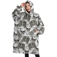 thumbnail image 1 of Oversized Wearable Blanket Hoodie,White Skull Bone Pattern Sherpa Blanket Hoodie with Super Pockets,Super Warm Fuzzy Pullover for Women & Men, 1 of 6
