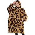 thumbnail image 1 of Oversized Wearable Blanket Hoodie,Yellow and Brown Of Leopard Print Sherpa Blanket Hoodie with Super Pockets,Super Warm Fuzzy Pullover for Women & Men, 1 of 6