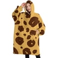 thumbnail image 1 of Oversized Wearable Blanket Hoodie,Yellow and Brown Of Leopard Print Sherpa Blanket Hoodie with Super Pockets,Super Warm Fuzzy Pullover for Women & Men, 1 of 6