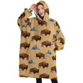 thumbnail image 1 of Oversized Wearable Blanket Hoodie,Yellow Buffalo Mountain Pattern Sherpa Blanket Hoodie with Super Pockets,Super Warm Fuzzy Pullover for Women & Men, 1 of 6