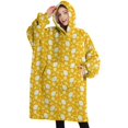 thumbnail image 1 of Oversized Wearable Blanket Hoodie,Yellow Lemon Fruit Shapes Orange Pattern Sherpa Blanket Hoodie with Super Pockets,Super Warm Fuzzy Pullover for Women & Men, 1 of 6