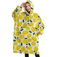 thumbnail image 1 of Oversized Wearable Blanket Hoodie,Yellow Lemon Fruit Slices White Pattern Sherpa Blanket Hoodie with Super Pockets,Super Warm Fuzzy Pullover for Women & Men, 1 of 6