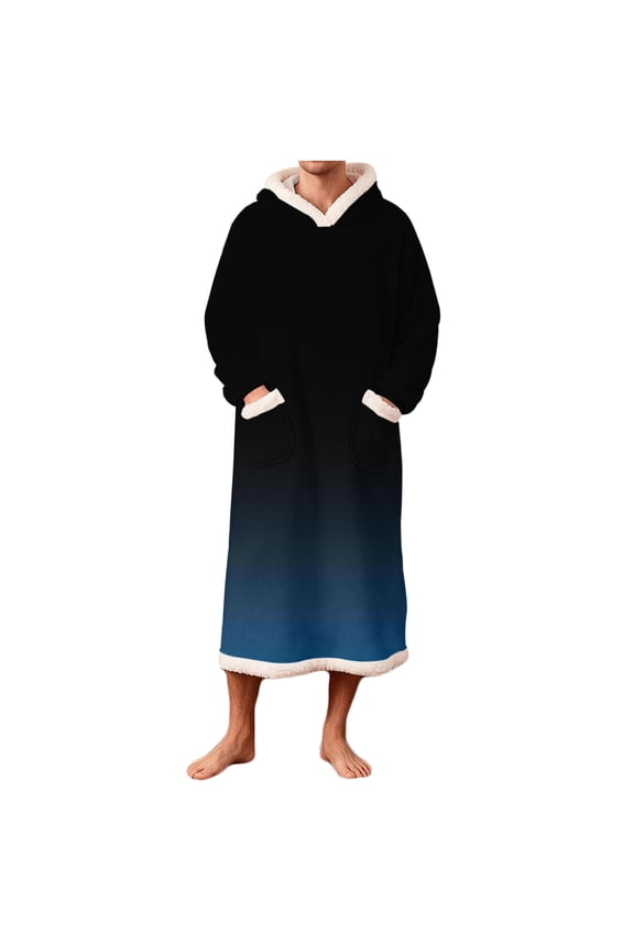 Oversized Wearable Blanket Hoodie for Men Gradient Flannel Sherpa Fleece Warm Cozy Wrap Throw for Adult