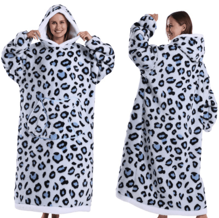 Oversized Wearable Blanket Sweatshirt, Thick Warm Fleece Cozy Sherpa Hooded with Pockets and Sleeves Gift for Adult