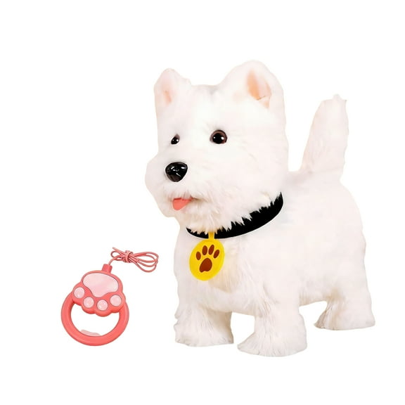 Oversized West Highland Terrier Electronic Plush toy Dog with interactive touch-Activated Barking, tongue-Out & Singing Functions, Equipped with Random-Style Leash for Kids’