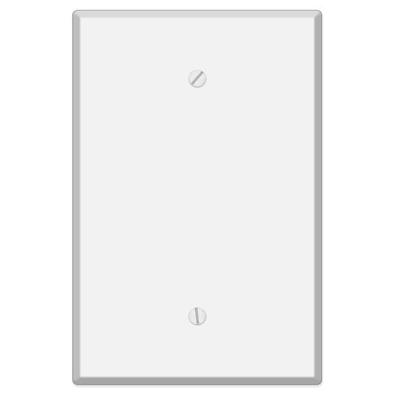 Oversized White Metal Outlet Covers, 1-Gang Blank 5.5" x 3.50" Jumbo Blank Wall Plate, Painted Metal, Corrosive Resistant, Matching Screws Included