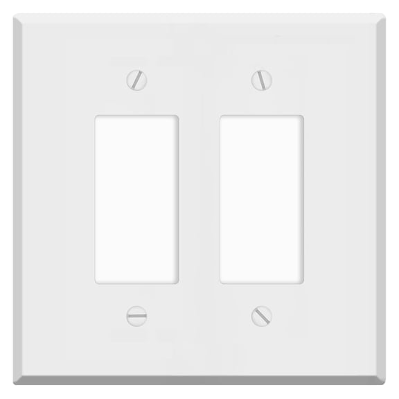 Oversized White Metal Outlet Covers, 2-Gang Rocker Switch Wall Plate, 5.5" x 5.50" Jumbo Rocker Switch Wall Plate, Painted Metal, Corrosive Resistant, Matching Screws Included