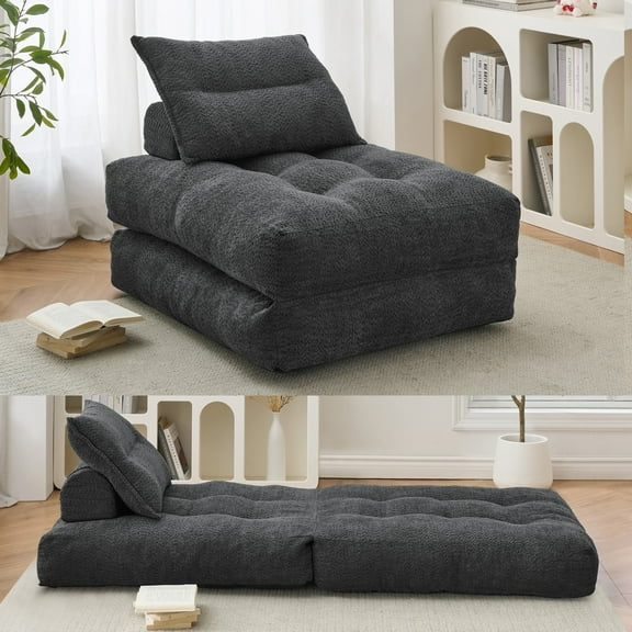 BEHOST 86" Large Adults Convertible Sofa Bed Couch with Anti-slip Bottom, Dark Gray