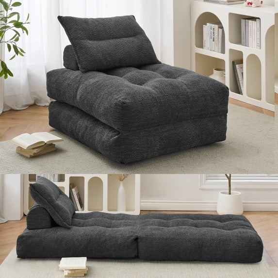 BEHOST 86" Large Adults Convertible Sofa Bed Couch with Anti-slip Bottom, Dark Gray