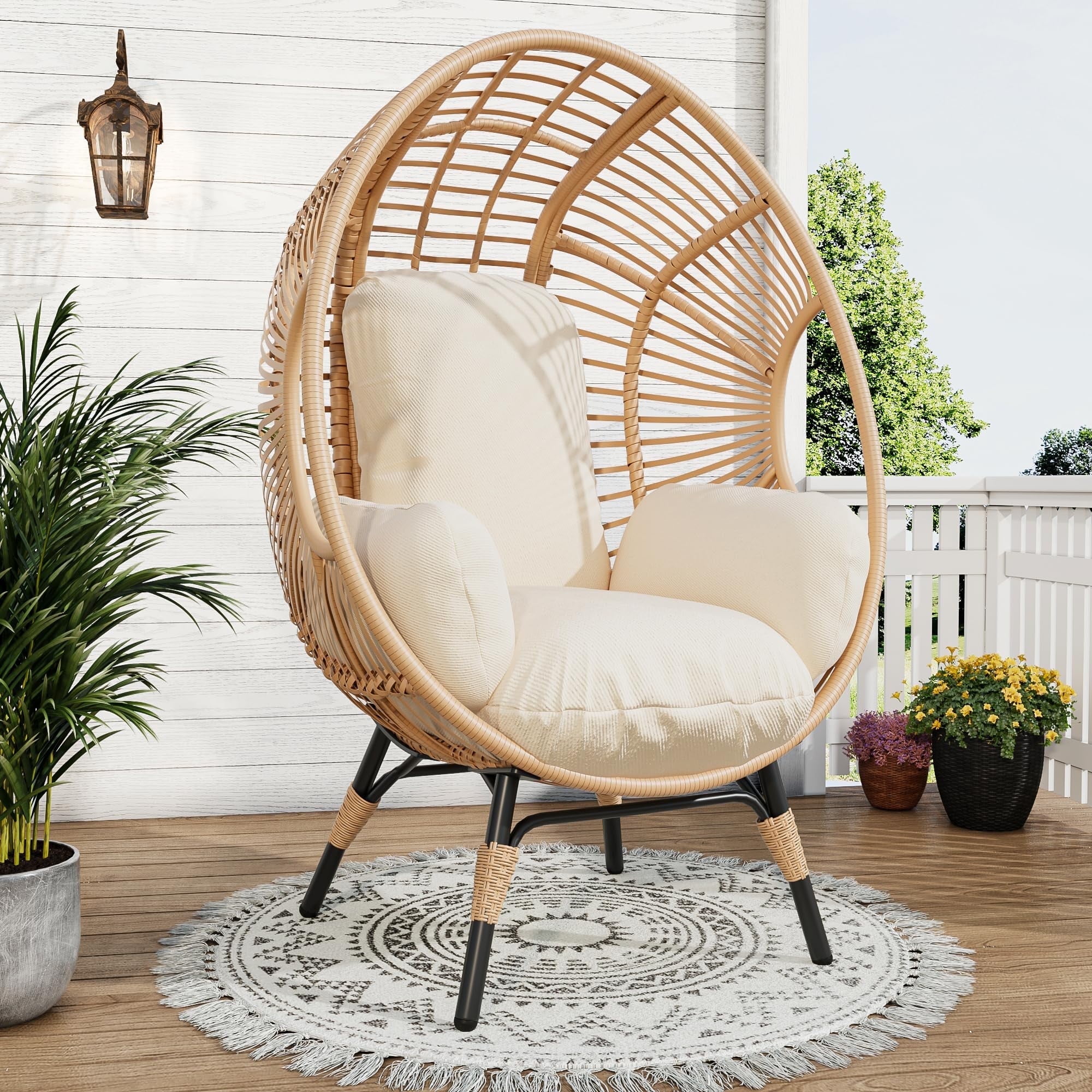 Hanging Egg Chair Outsunny Outdoor Wicker Egg Chair With Cushion
