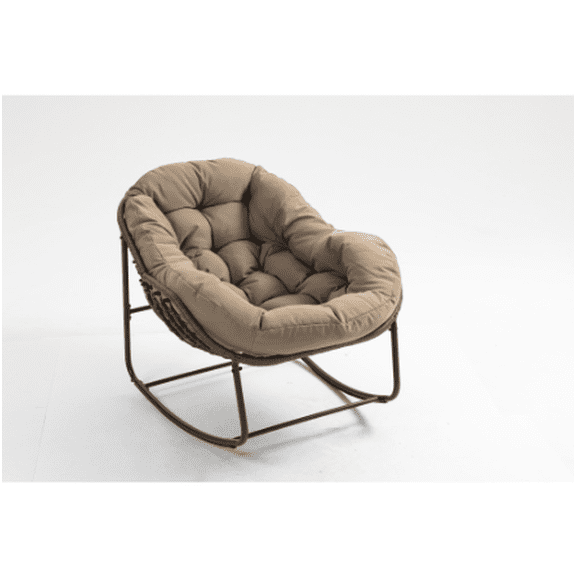 Oversized Wicker Egg Rocking Chair Comfy for Patio Porch Garden