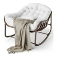 thumbnail image 1 of Oversized Wicker Papasan Rocking Chair with Cushion – Outdoor Egg-Shaped Rocker for Patio, Porch, Balcony & Backyard – Sturdy Metal Frame, Rattan Lounge Chair, Comfortable Swing Chair for Relaxation, 1 of 7