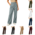 thumbnail image 1 of Hulanddfd Women Pants High Waist Pleated Wide Leg Straight Loose Fit Casual Trousers Lightweight Comfortable Everyday Wear, 1 of 7