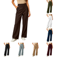 thumbnail image 1 of Hulanddfd Women Pants High Waist Pleated Wide Leg Straight Loose Fit Casual Trousers Lightweight Comfortable Everyday Wear, 1 of 7