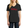 thumbnail image 1 of Oversized Wifey Graphic Design Ladies V-Neck - Jet Black XL, 1 of 2