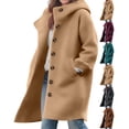 thumbnail image 1 of Oversized Wind Resistant Hood Coat For Women, Single Breasted Mid Length Windproof Jacket, 1 of 5
