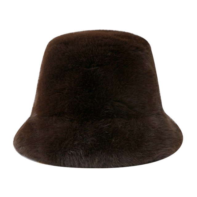 ZQUUVOU Oversized Winter Faux Fur Bucket Hat For Women Coffee