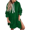 thumbnail image 1 of Oversized Women's Hooded Sweatshirt Drawstring Long Sleeve Solid Fleece Pullover Hoodie Dress with Kangaroo Pockets, 1 of 4