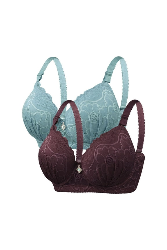 Oversized Women's Steel Ring Bra Solid Color Thin Underwear for Daily Wear Comfortable and Design Coffee,S