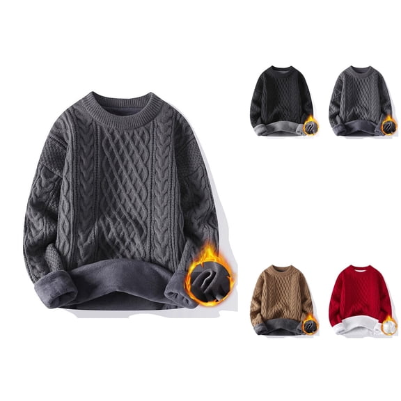 Oversized Women's Sweater Pullover – 90s Vintage Cable Knit, Thick Heavyweight Long Sleeve, High Neck Solid Color Loose Fit Winter Youth Unisex Crewneck Pineapple Knit