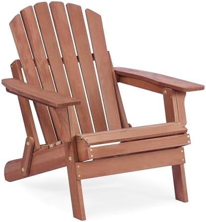 Oversized Wooden Folding Adirondack Chair with Pre-Assembled Backrest ...