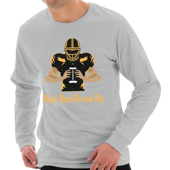 Oversized Work Hard Dream Big Graphic Design Unisex Ring Spun Cotton Premium Long Sleeve T-Shirt - Heather Grey 3XL