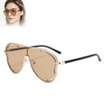thumbnail image 1 of Oversized Wrap Around Retro Sunglasses for Women Classic Shield One Piece Frame Pilot Aviator Big Sunnies UV Protection Metal Frame Designer Shades, 1 of 1