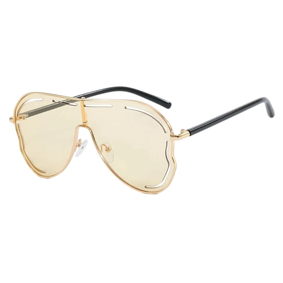 Oversized Wrap Around Retro Sunglasses for Women Classic Shield One Piece Frame Pilot Aviator Big Sunnies UV Protection Metal Frame Designer Shades